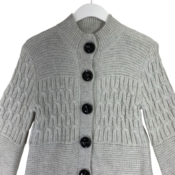 chunky Stylish Gray 3/4 sleeve angora blend large button cardigan size sm by CYC - Picture 8 of 13